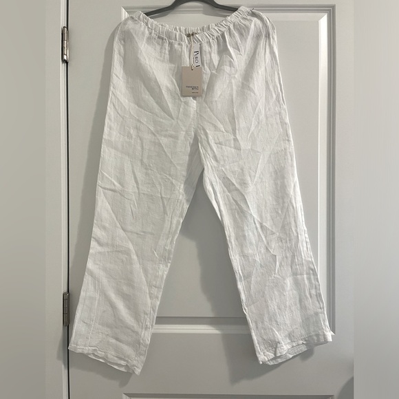 FRANCESCA BETTINI  Italy 100% Linen Elastic Waist Pants Size Medium - Picture 8 of 12